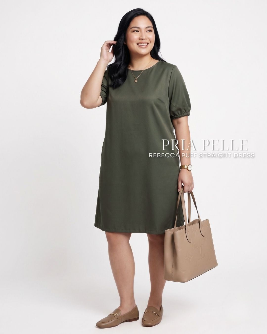 Pria Pelle Rebecca Puff Straight Dress | Structured Poly Cotton
