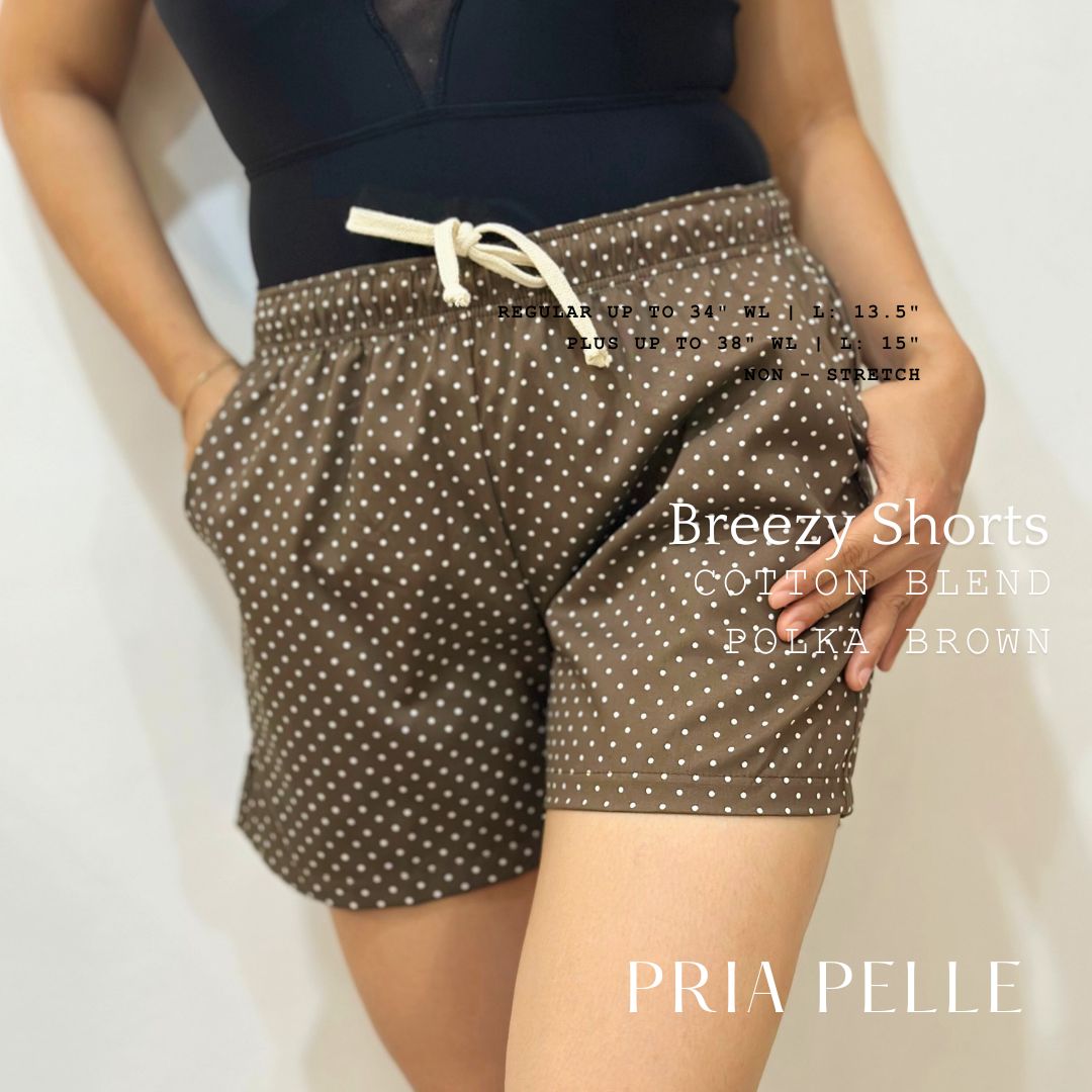 Pria Pelle Easy Breezy Shorts - Premium Cotton Blend Polka Brown | Regular & Plus Sizes | Non-Stretch