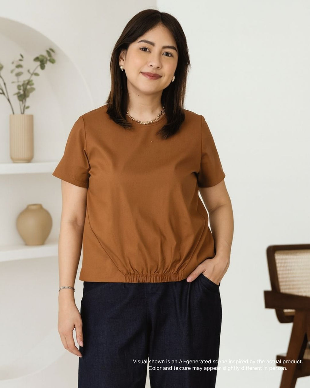 Pria Pelle Gianna Front Garter Top - Twill Blend Rust