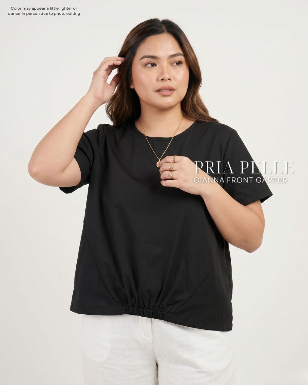Pria Pelle Gianna Front Garter Top - Cotton Blend Black | Non Stretch