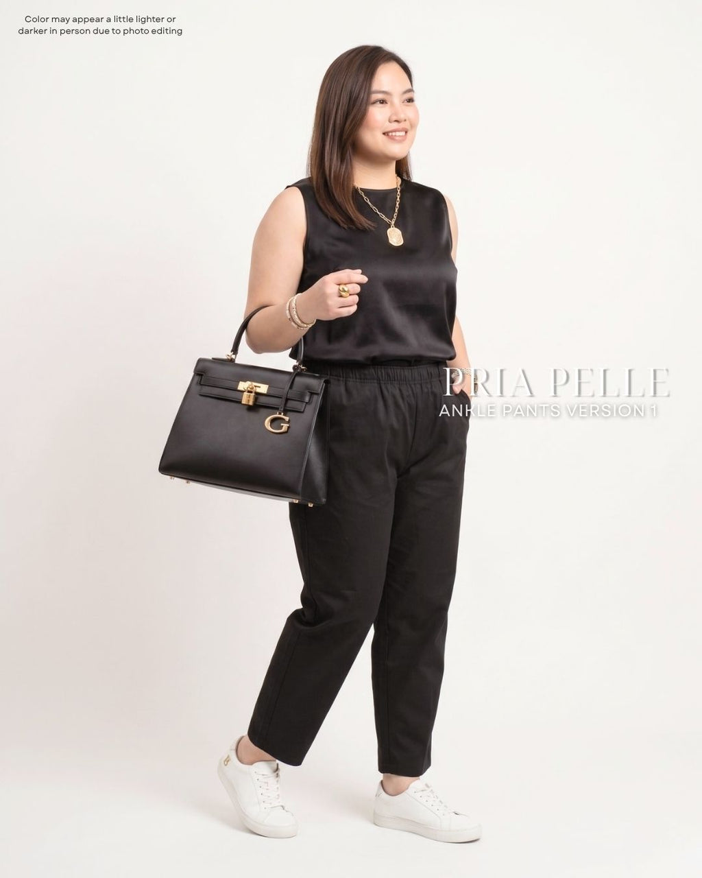 Pria Pelle Ankle Pants Version 1 | Fully Gartered - Cotton Twill Black | Non Stretch