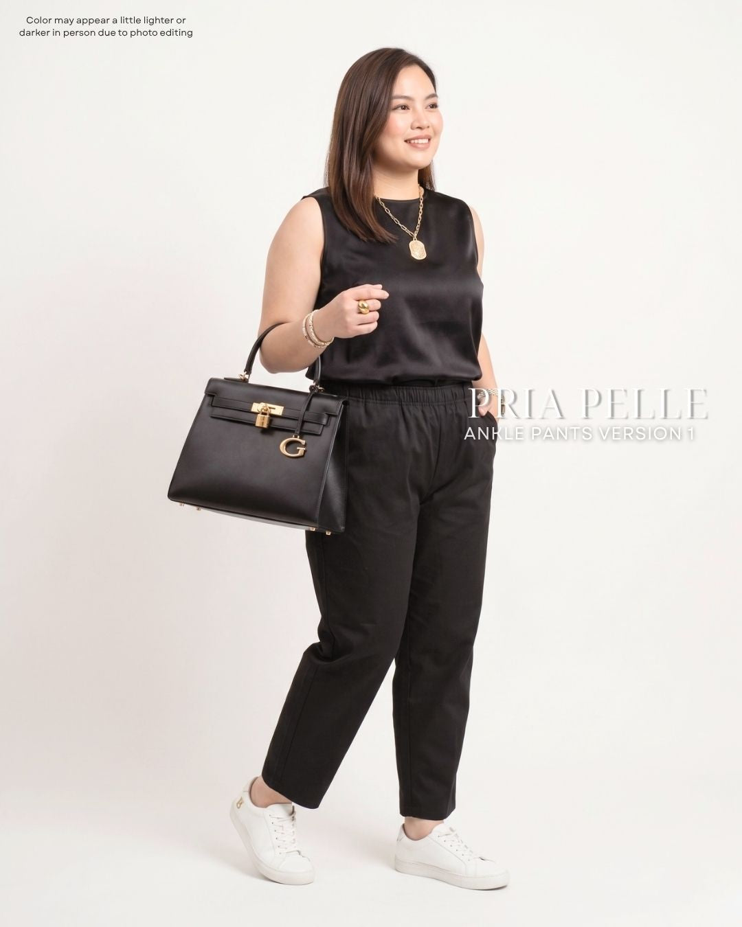 Pria Pelle Ankle Pants Version 1 | Fully Gartered - Cotton Twill Black | Non Stretch