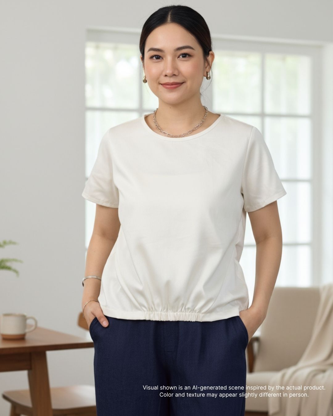 Pria Pelle Gianna Front Garter Top - Twill Blend Off White