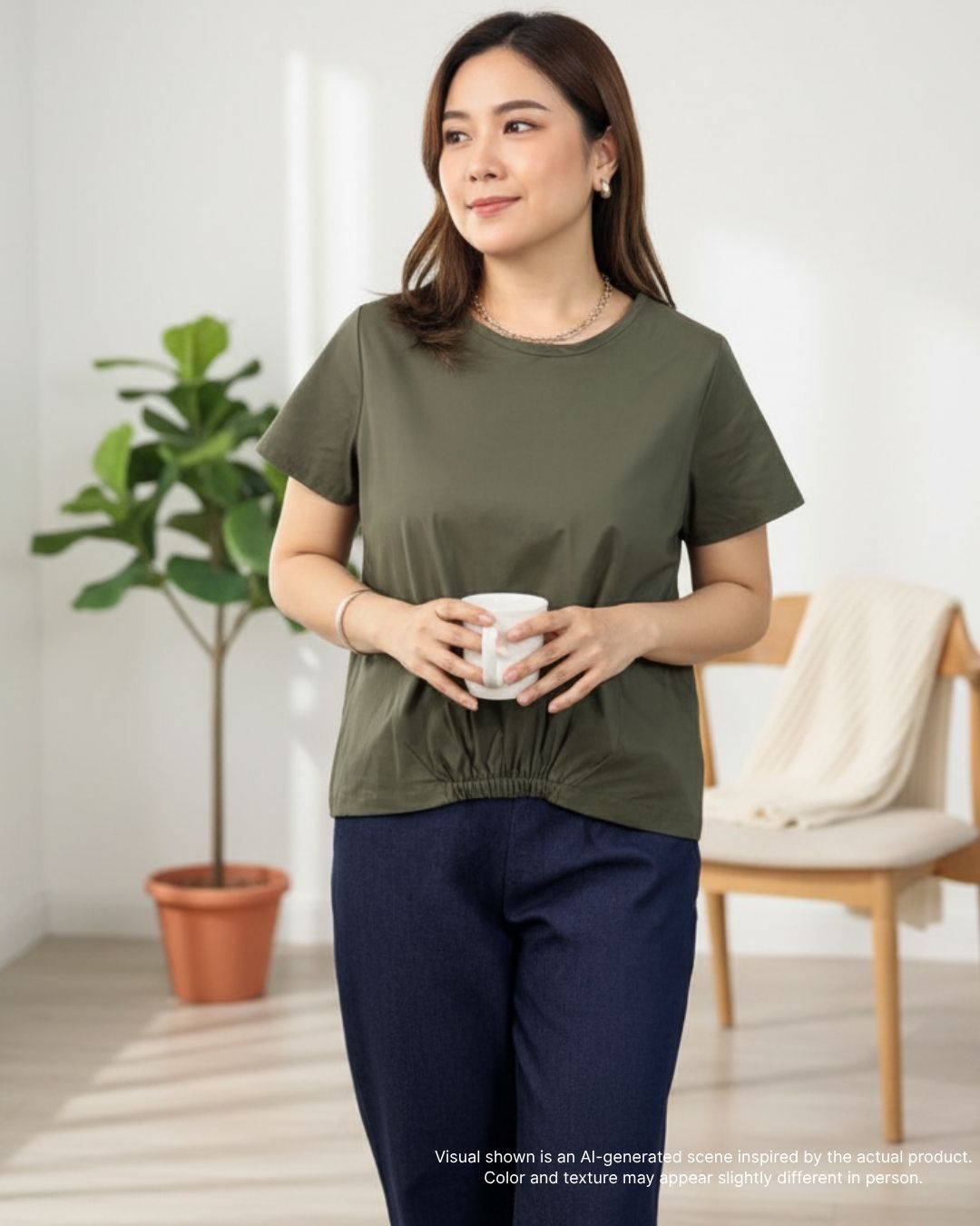 Pria Pelle Gianna Front Garter Top - Cotton Blend Army Green