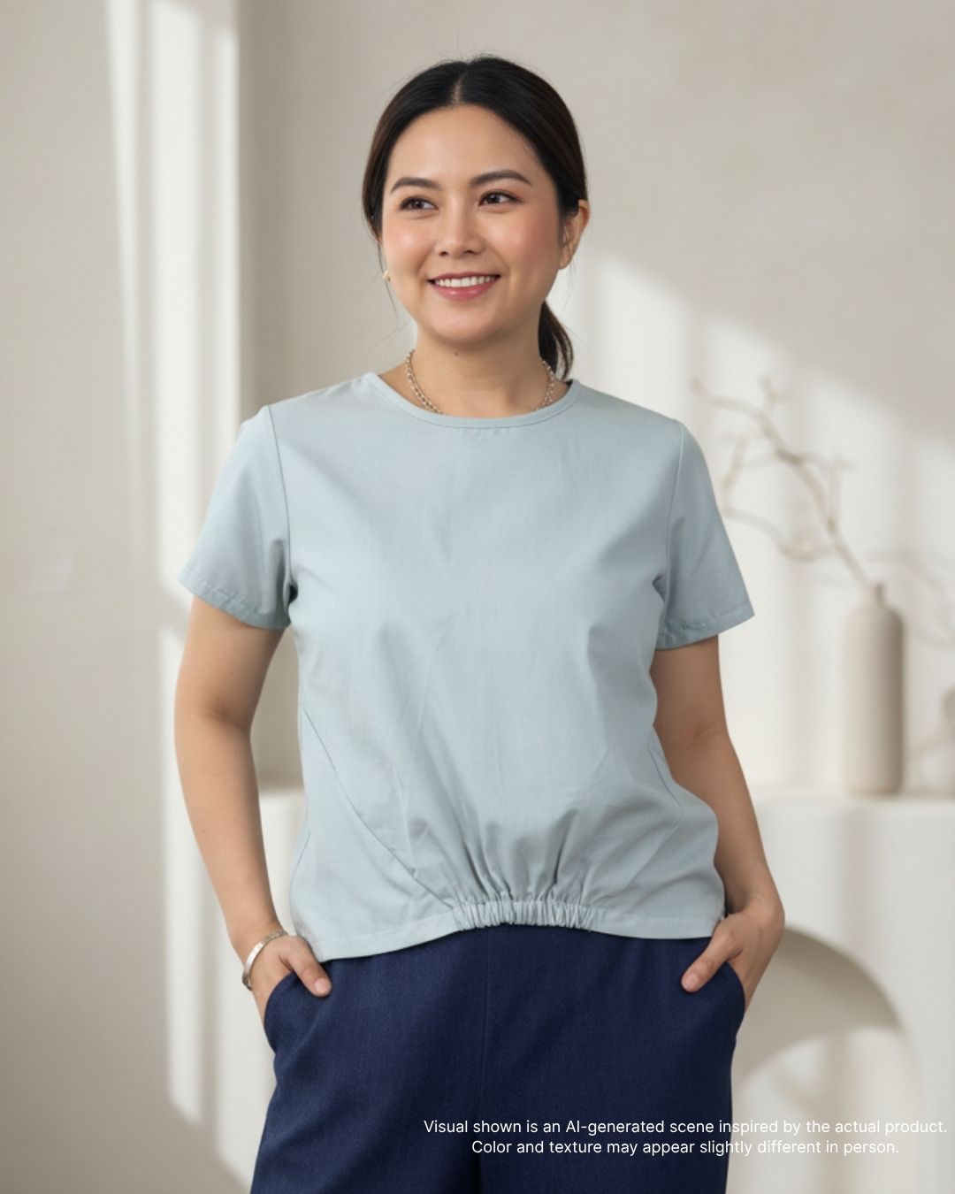 Pria Pelle Gianna Front Garter Top - Twill Blend Light Sage