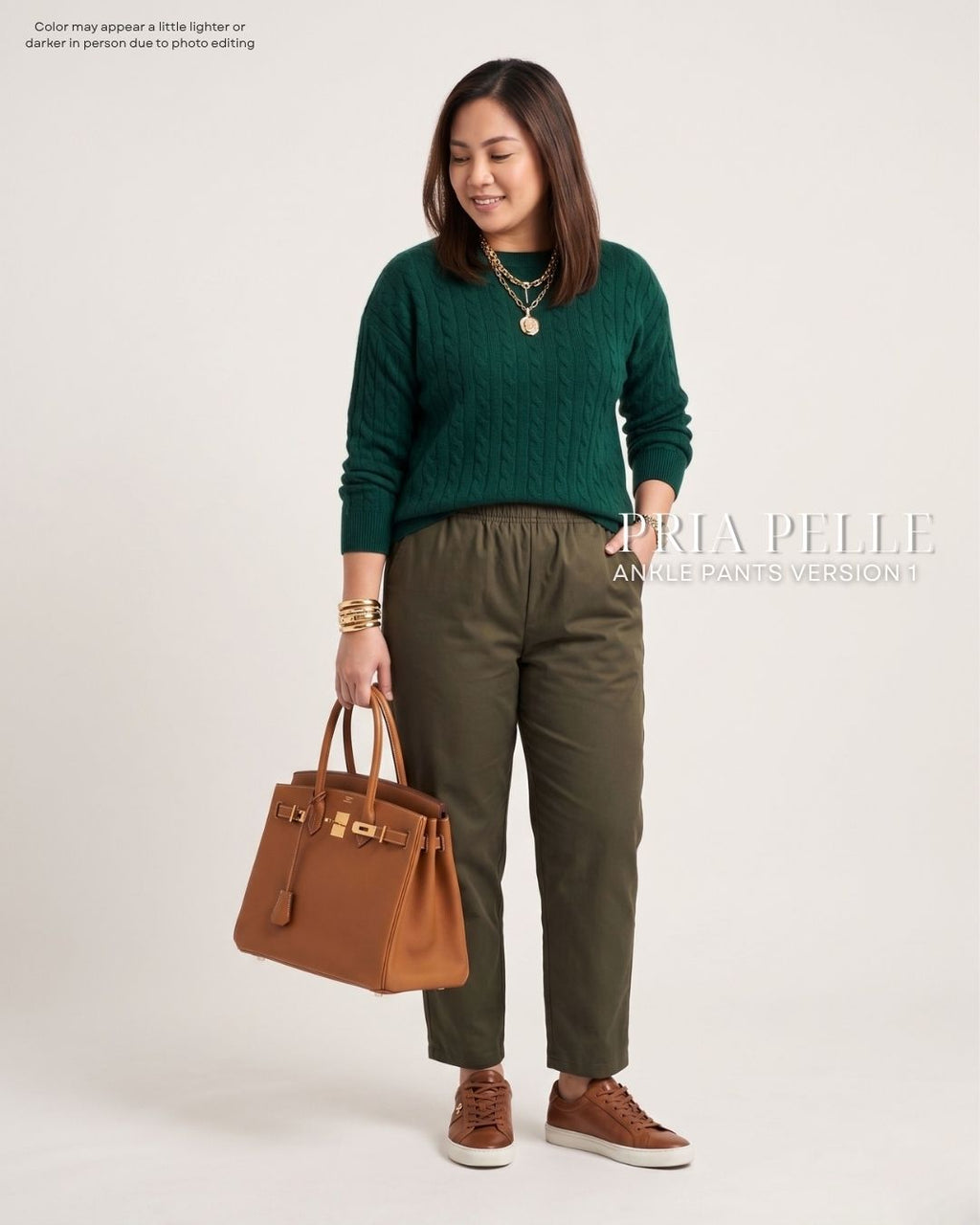 Pria Pelle Ankle Pants Version 1 | Fully Gartered - Cotton Twill Sage Moss | Non Stretch