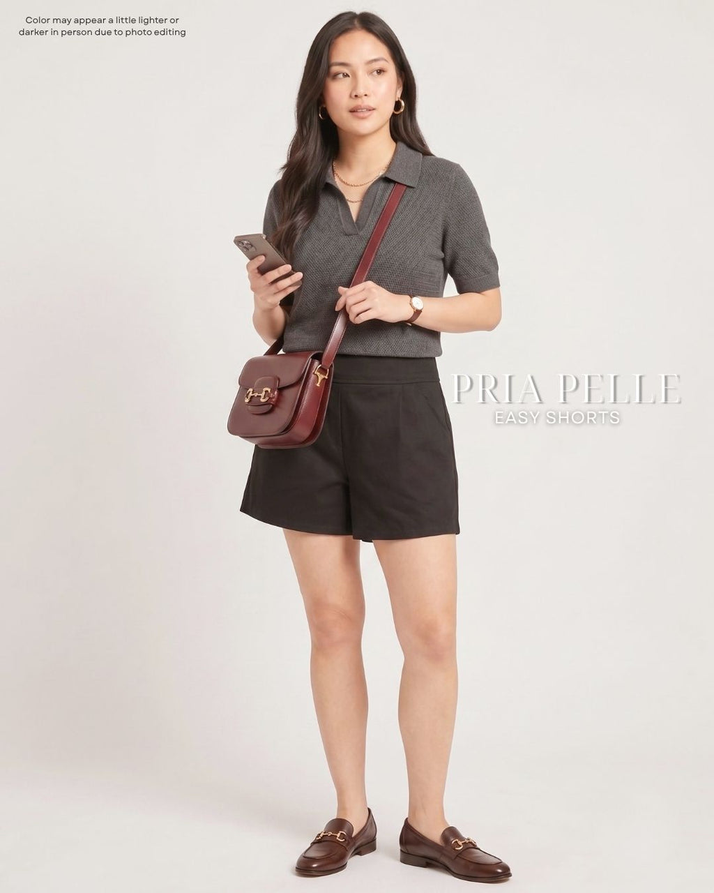 Pria Pelle Easy Shorts | Back garter - Cotton Twill Black | Non Stretch