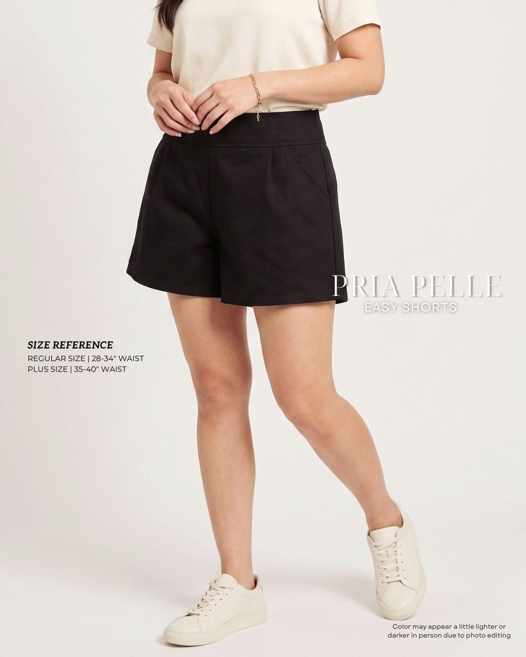 Pria Pelle Easy Shorts | Back garter - Cotton Twill Black | Non Stretch