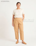 Pria Pelle Ankle Pants Version 2 | Back Garter - Light Cotton Twill Warm Beige | Non Stretch