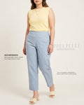 Pria Pelle Ankle Pants Version 2 | Back Garter - Lightweight Cotton Blend Powder Blue | Non Stretch