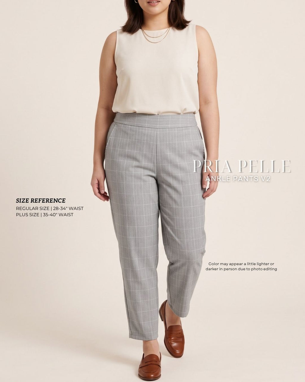 Pria Pelle Ankle Pants Version 2 | Back Garter - Special Fabric Checkered | Non Stretch