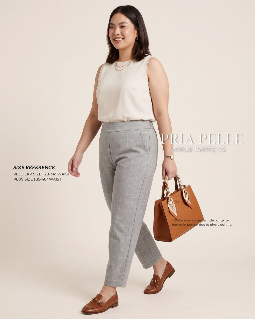 Pria Pelle Ankle Pants Version 2 | Back Garter - Special Fabric Checkered | Non Stretch