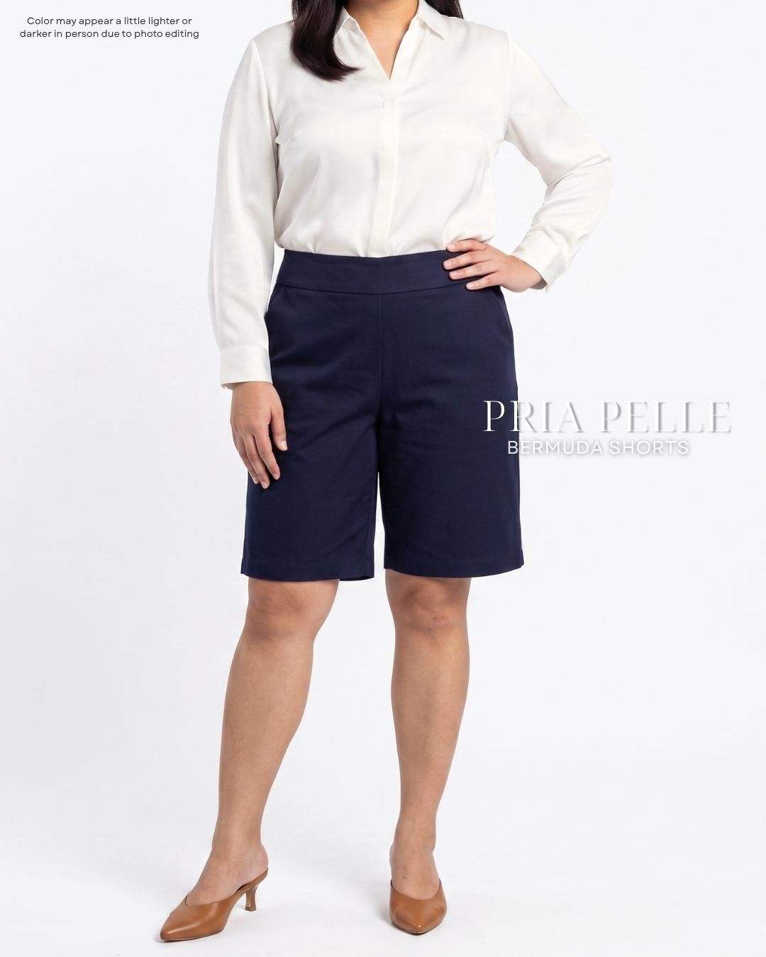 Pria Pelle Bermuda Shorts | Back garter - Cotton Twill Dark Blue | Non Stretch