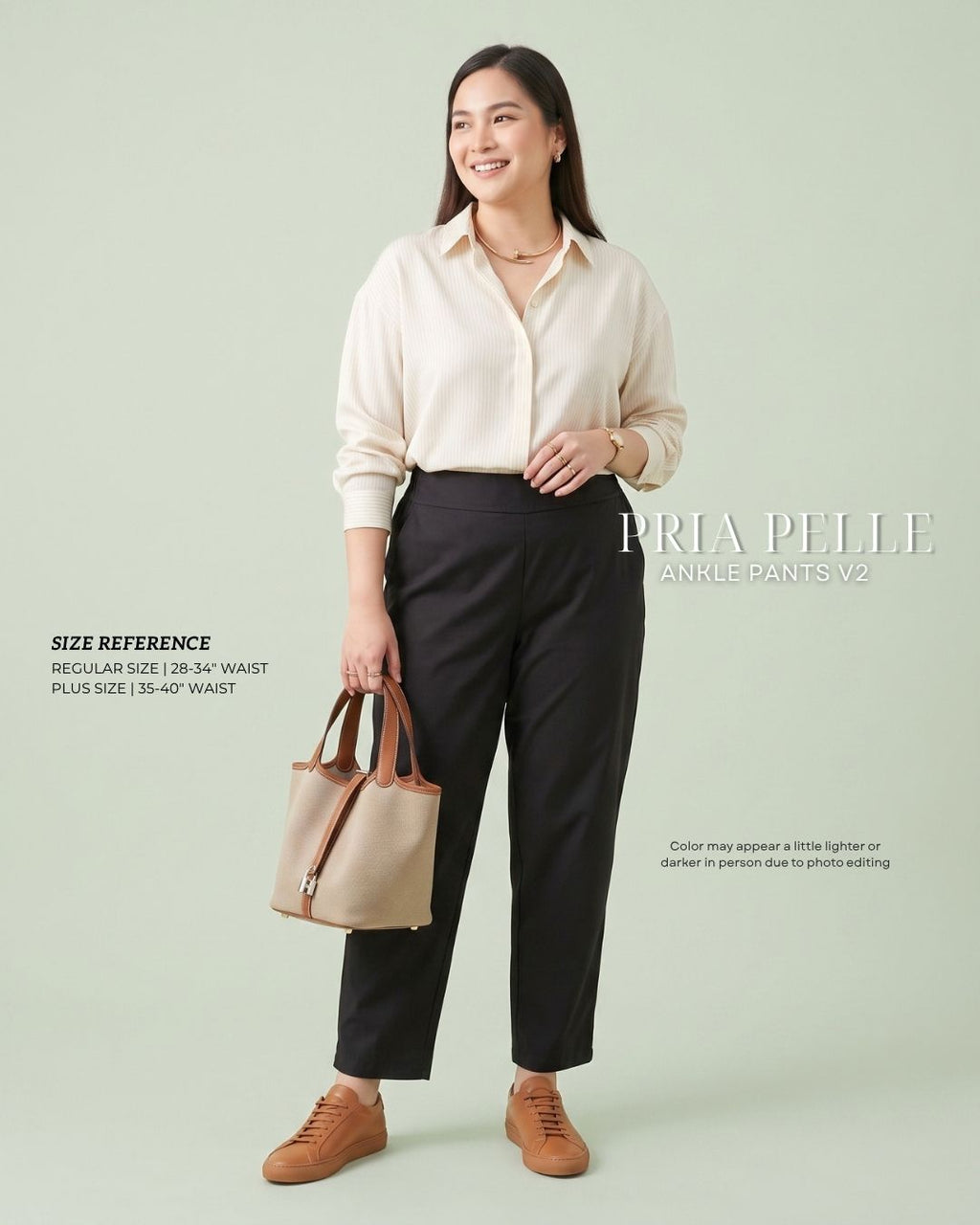 Pria Pelle Ankle Pants Version 2 | Back Garter - Lightweight Cotton Blend Black - Non Stretch