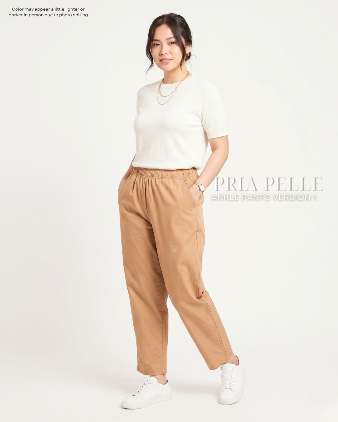 Pria Pelle Ankle Pants Version 1 | Fully Gartered - Cotton Twill Warm Beige | Non Stretch