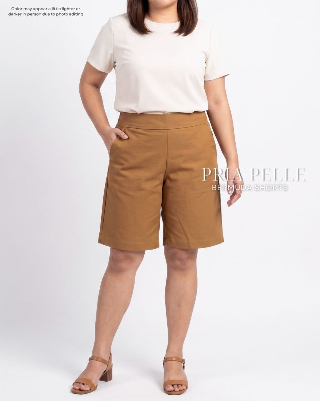 Pria Pelle Bermuda Shorts | Back garter - Cotton Twill Cinnamon | Non Stretch