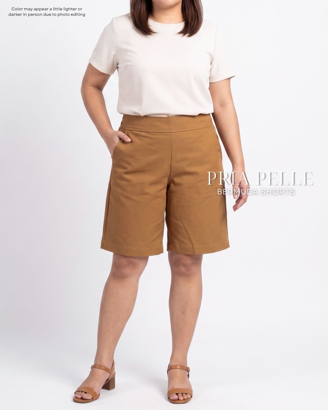 Pria Pelle Bermuda Shorts | Back garter - Cotton Twill Cinnamon | Non Stretch