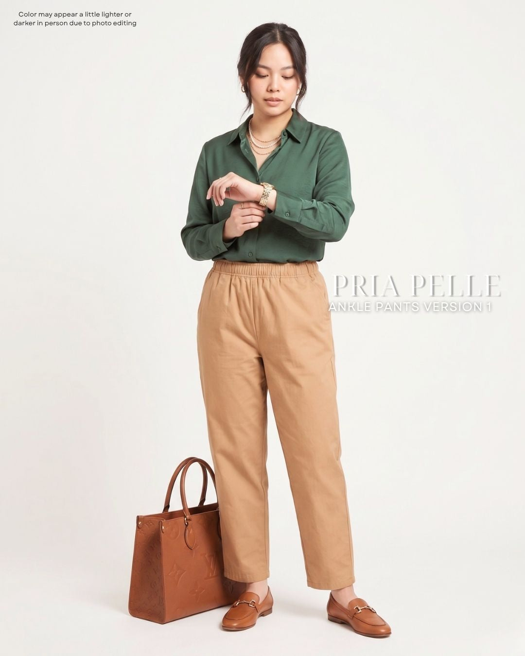 Pria Pelle Ankle Pants Version 1 | Fully Gartered - Cotton Twill Warm Beige | Non Stretch