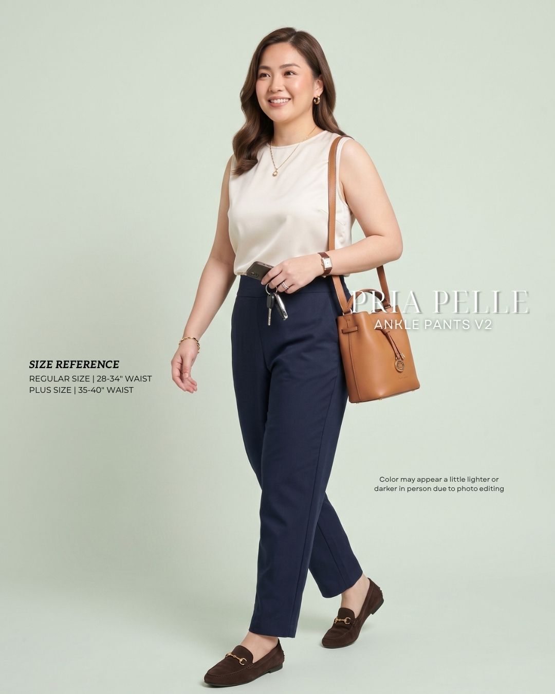 Pria Pelle Ankle Pants Version 2 | Back Garter - Cotton Twill Blue Black - Non Stretch