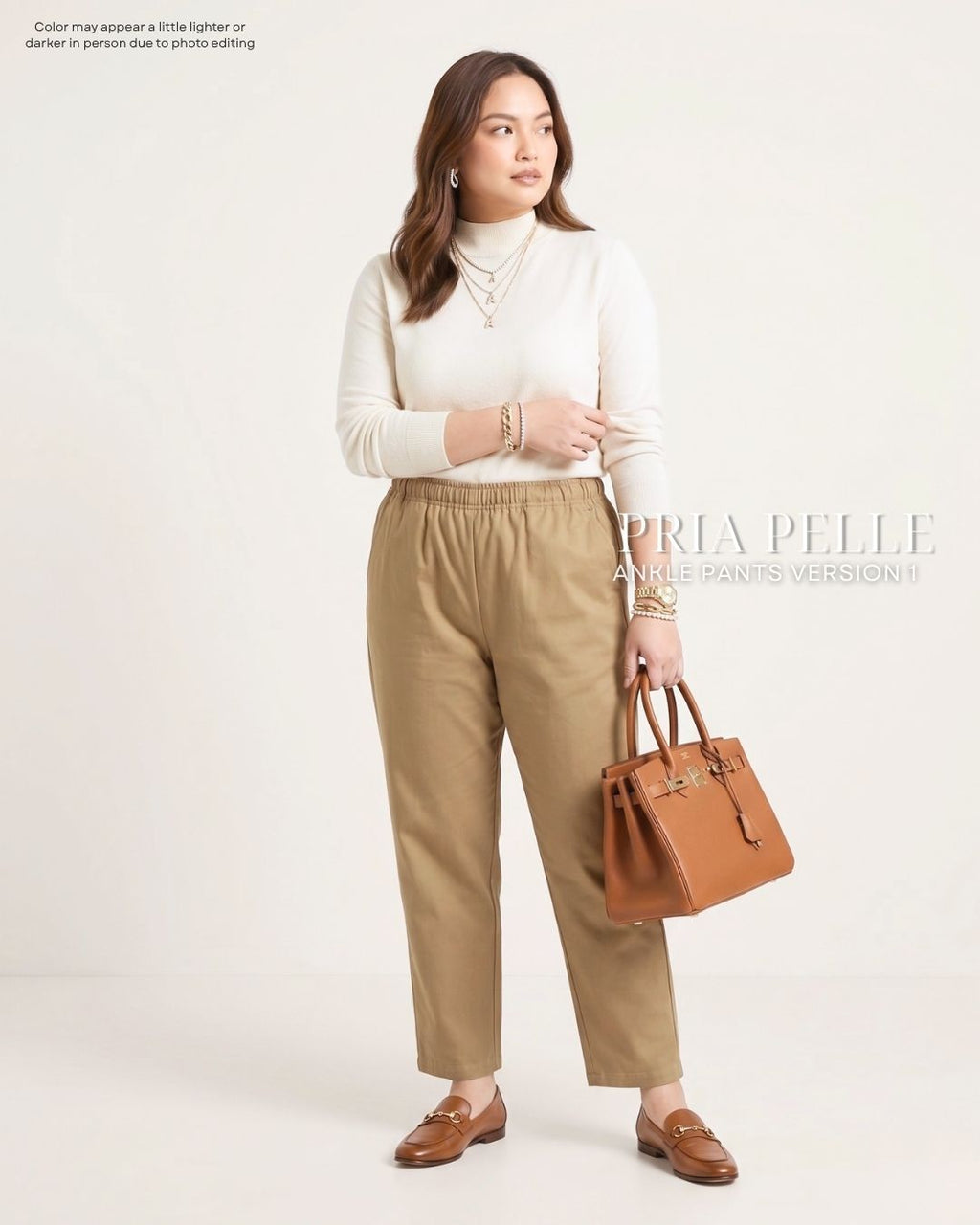 Pria Pelle Ankle Pants Version 1 | Fully Gartered - Cotton Twill Khaki Brown | Non Stretch