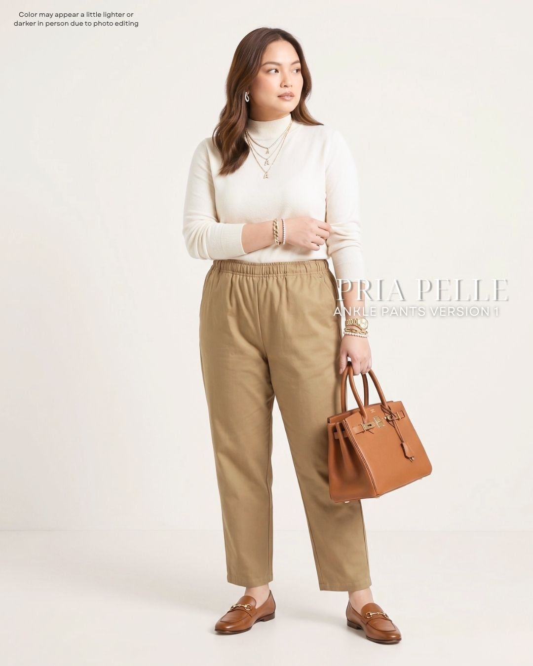 Pria Pelle Ankle Pants Version 1 | Fully Gartered - Cotton Twill Khaki Brown | Non Stretch