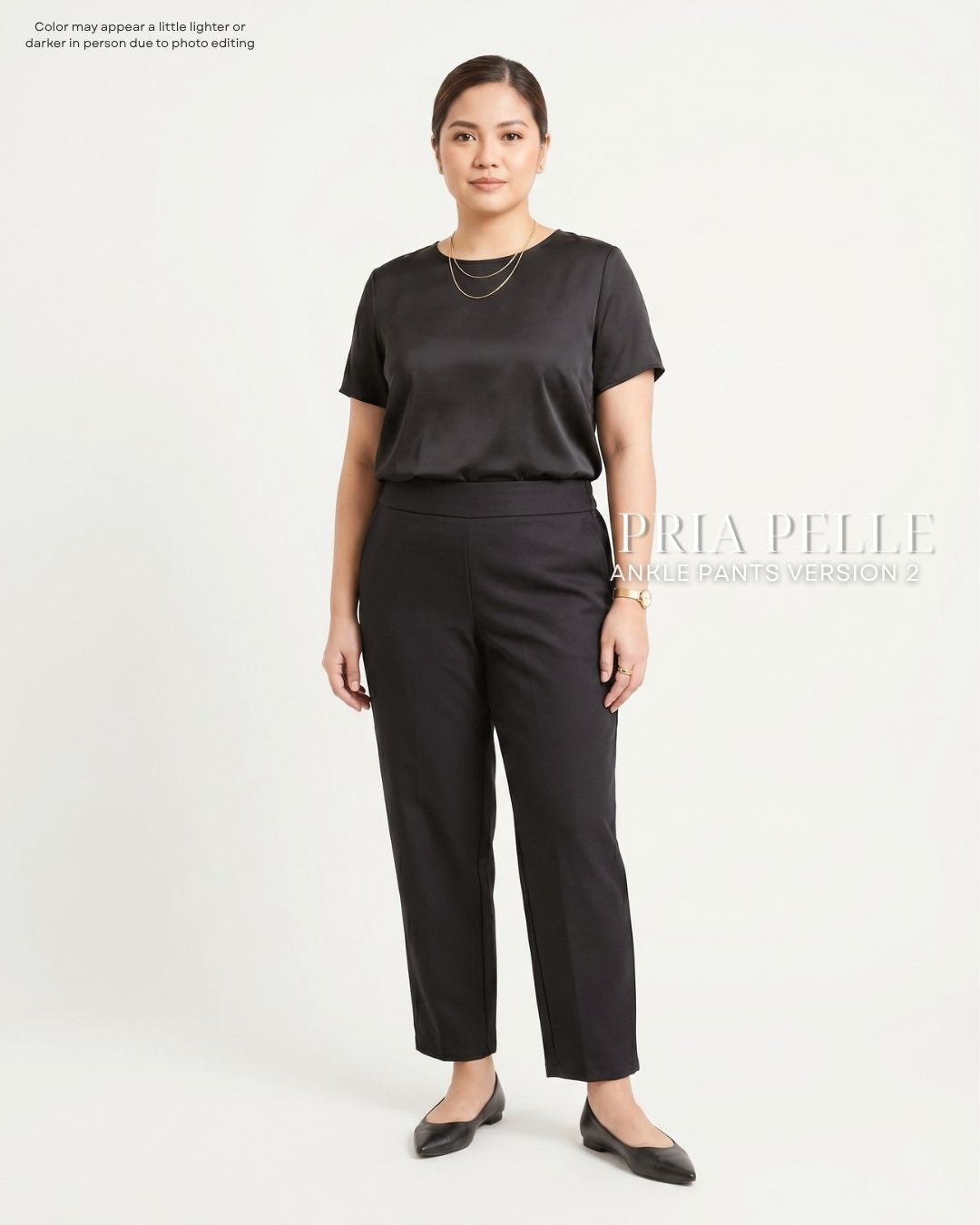 Pria Pelle Ankle Pants Version 2 | Back Garter - Cotton Twill Black | Non Stretch