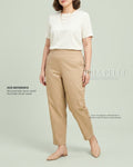 Pria Pelle Ankle Pants Version 2 | Back Garter - Cotton Blend Sand Khaki - Non Stretch