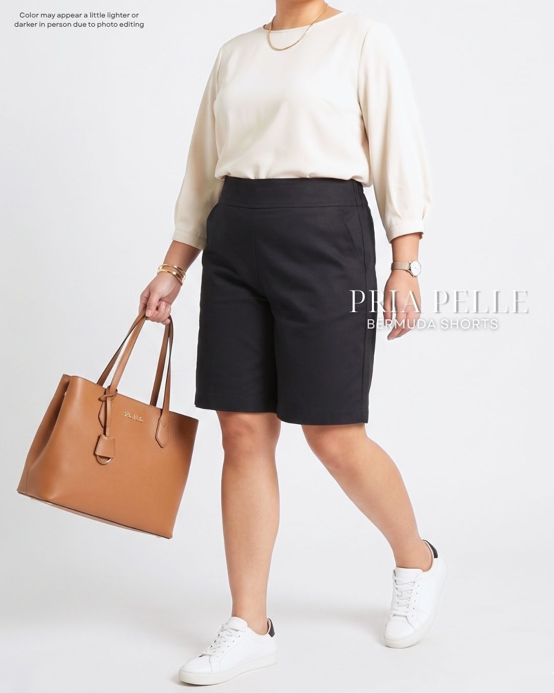 Pria Pelle Bermuda Shorts | Back garter - Cotton Twill Black | Non Stretch