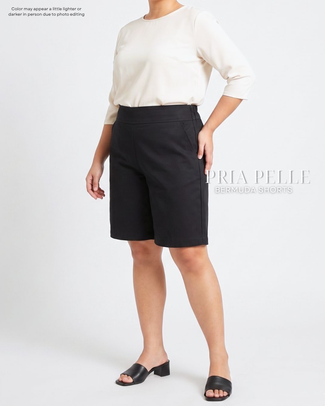 Pria Pelle Bermuda Shorts | Back garter - Cotton Twill Black | Non Stretch