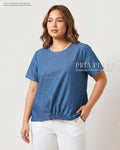 Pria Pelle Gianna Front Garter Top - Soft Denim Blue | Non Stretch