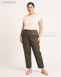 Pria Pelle Ankle Pants Version 2 | Back Garter - Cotton Twill Sage Moss | Non Stretch
