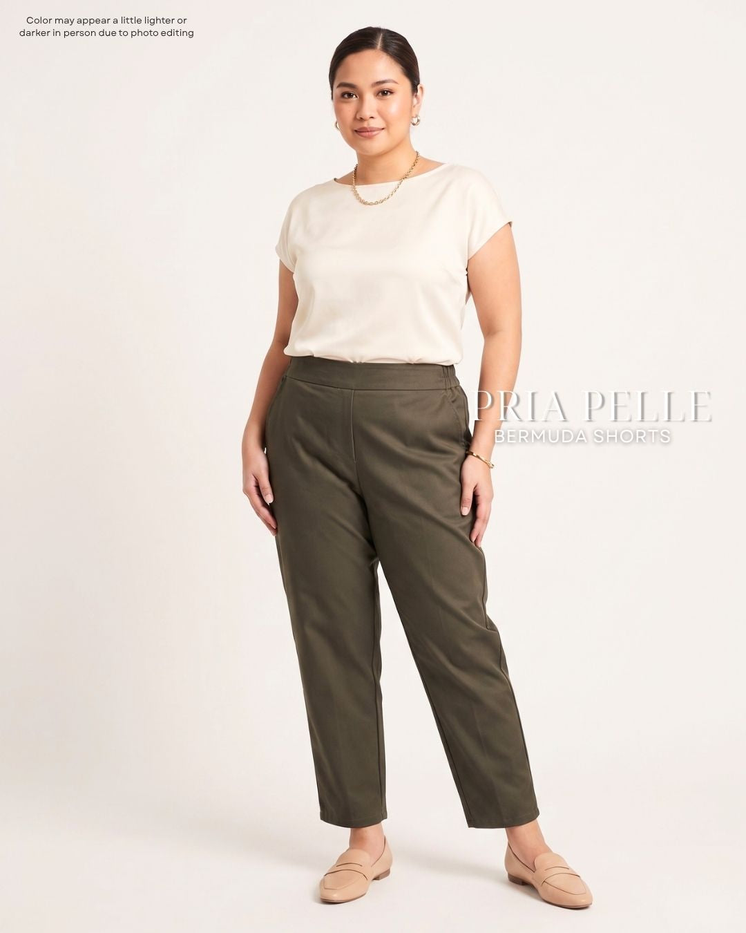 Pria Pelle Ankle Pants Version 2 | Back Garter - Cotton Twill Sage Moss | Non Stretch
