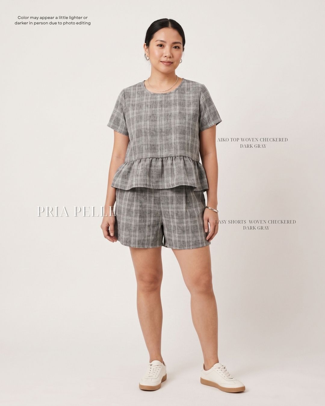 Pria Pelle Easy Shorts | Back garter - Woven Checkered Dark Gray | Non Stretch [SHORTS ONLY]