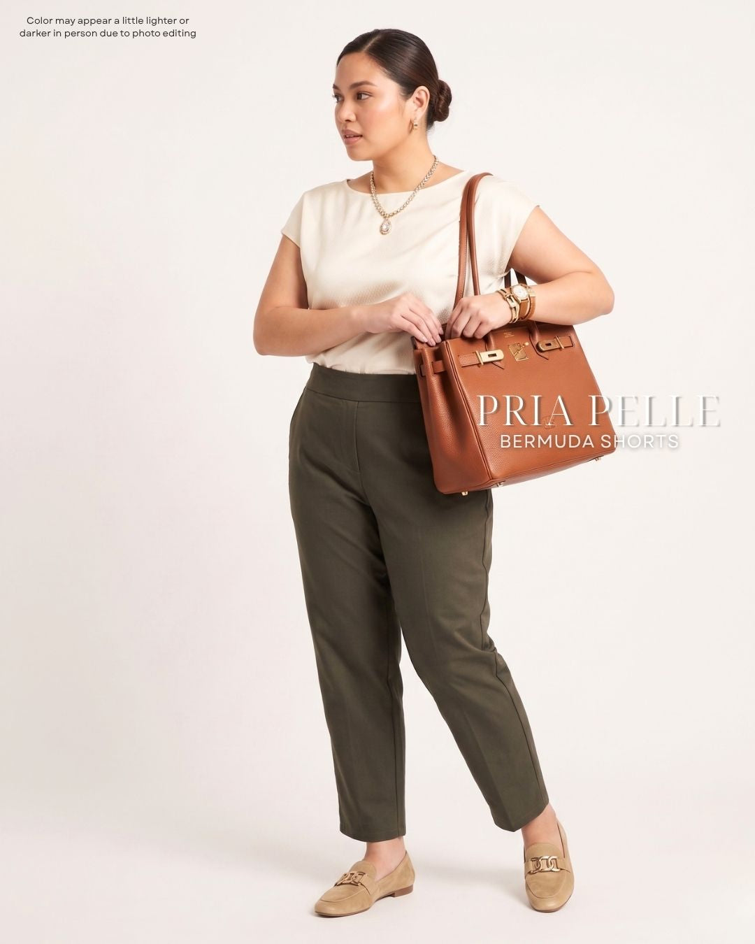 Pria Pelle Ankle Pants Version 2 | Back Garter - Cotton Twill Sage Moss | Non Stretch