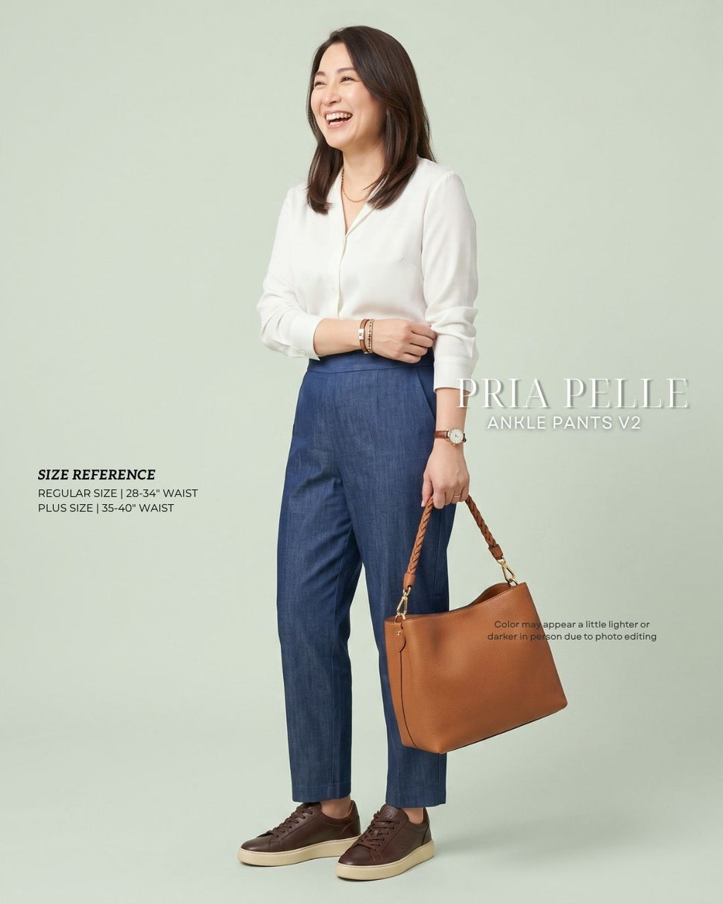 Pria Pelle Ankle Pants Version 2 | Back Garter - Denim Blue - Non Stretch