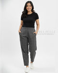Pria Pelle Ankle Pants Version 2 | Back Garter - Cotton Blend Tartan Charcoal Gray | Non Stretch