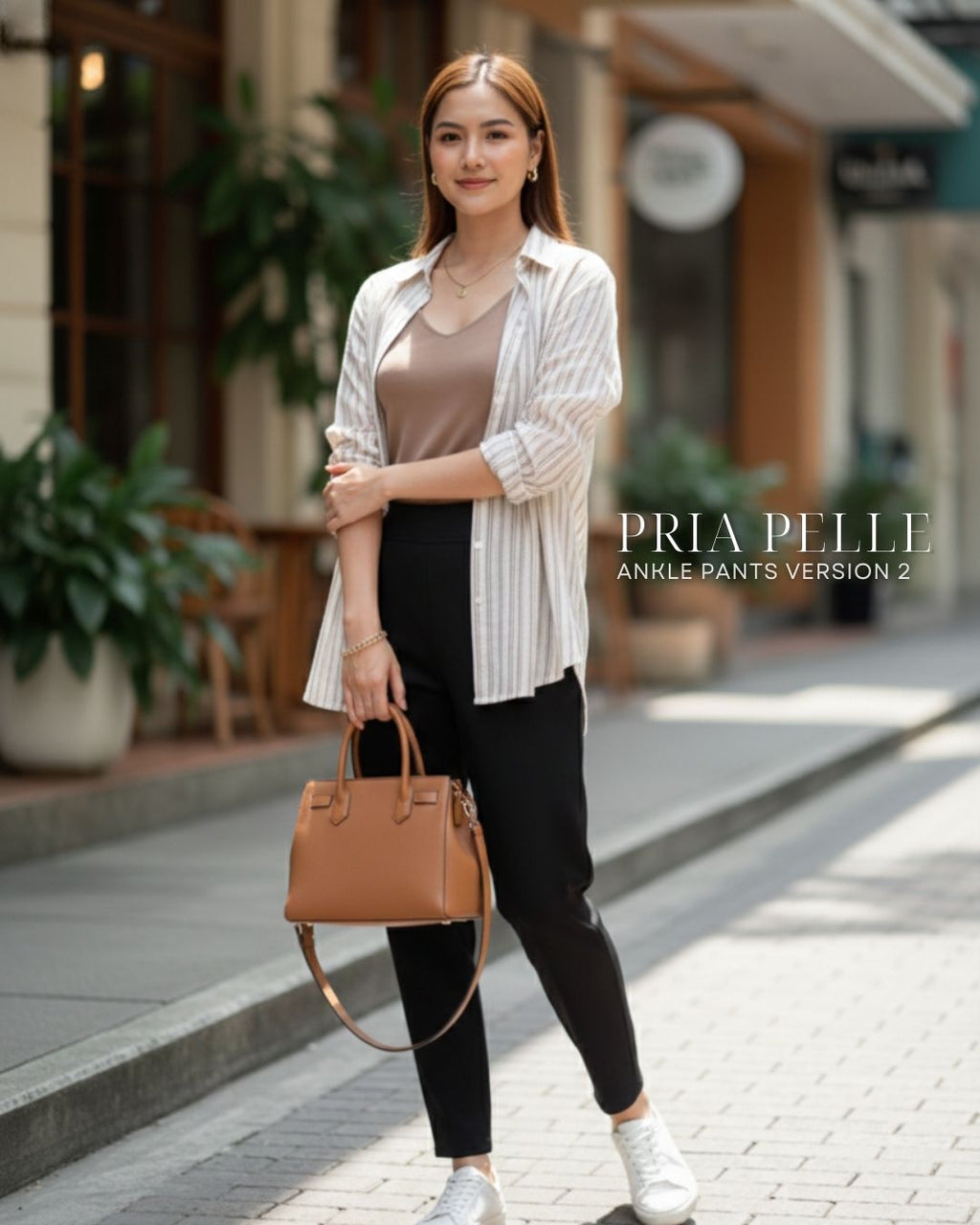 Pria Pelle Ankle Pants Version 2 | Back Garter - Cotton Twill Black | Non Stretch