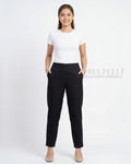 Pria Pelle Ankle Pants Version 2 | Back Garter - Cotton Twill Black | Non Stretch