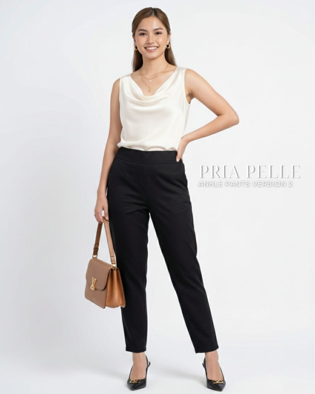 Pria Pelle Ankle Pants Version 2 | Back Garter - Cotton Twill Black | Non Stretch