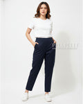 Pria Pelle Ankle Pants Version 2 | Back Garter - Cotton Twill Dark Blue | Non Stretch