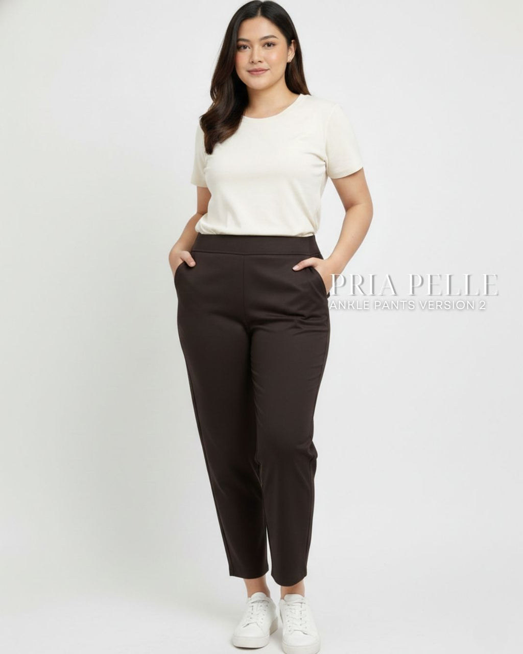 Pria Pelle Ankle Pants Version 2 | Back Garter - Cotton Blend Dark Brown