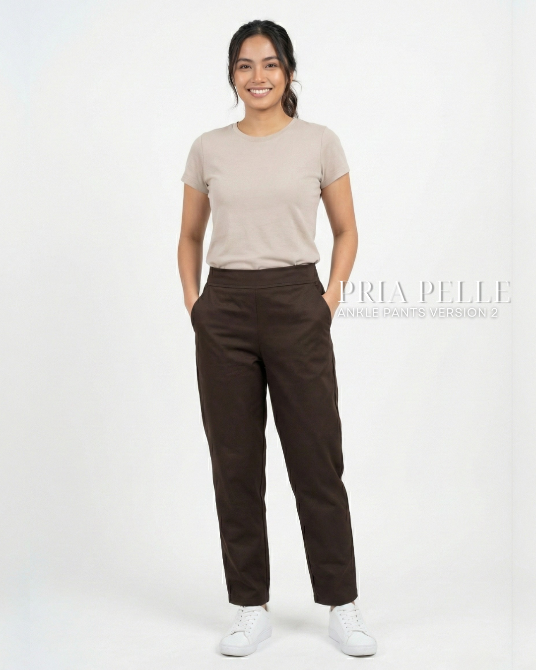 Pria Pelle Ankle Pants Version 2 | Back Garter - Cotton Blend Dark Brown