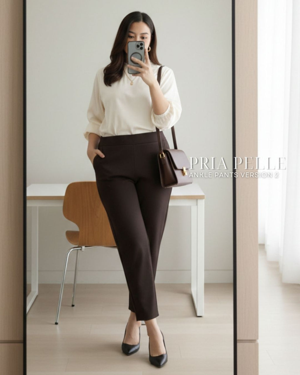 Pria Pelle Ankle Pants Version 2 | Back Garter - Cotton Blend Dark Brown