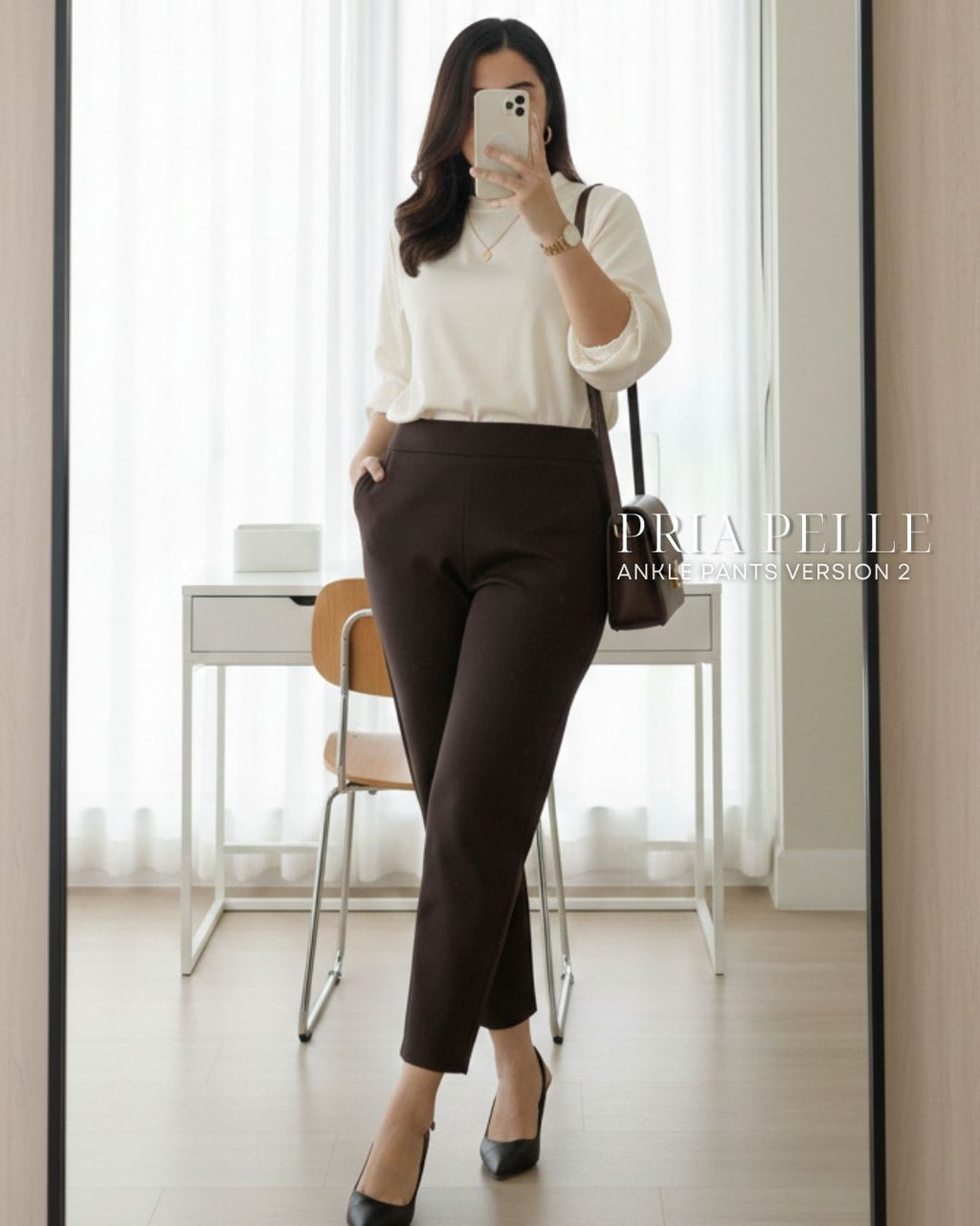 Pria Pelle Ankle Pants Version 2 | Back Garter - Cotton Blend Dark Brown