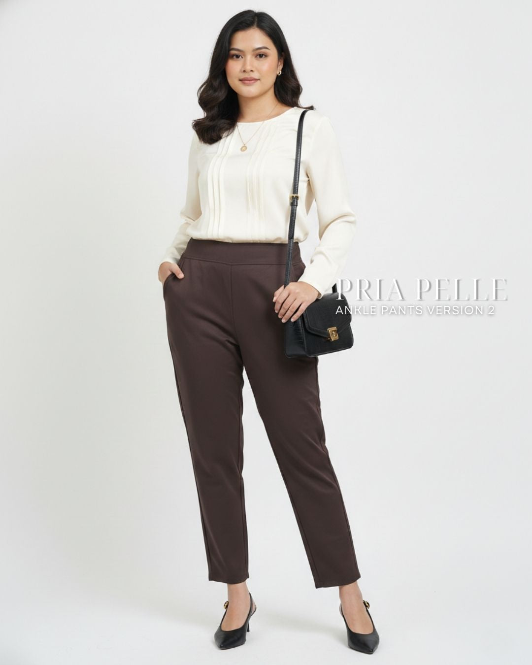 Pria Pelle Ankle Pants Version 2 | Back Garter - Cotton Blend Dark Plum
