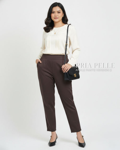Pria Pelle Ankle Pants Version 2 | Back Garter - Cotton Blend Dark Plum