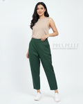 Pria Pelle Ankle Pants Version 2 | Back Garter - Cotton Twill Emerald | Non Stretch