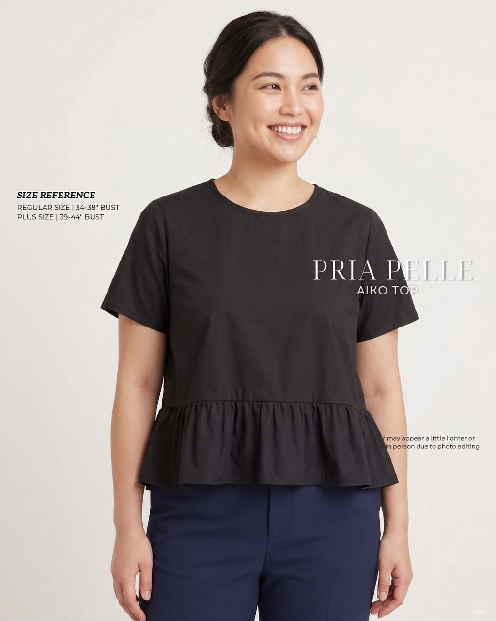 Pria Pelle Aiko Top - Cotton Blend Black |  Non Stretch