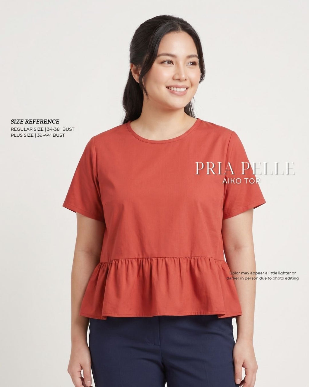 Pria Pelle Aiko Top - Cotton Blend Soft Brick | Non Stretch
