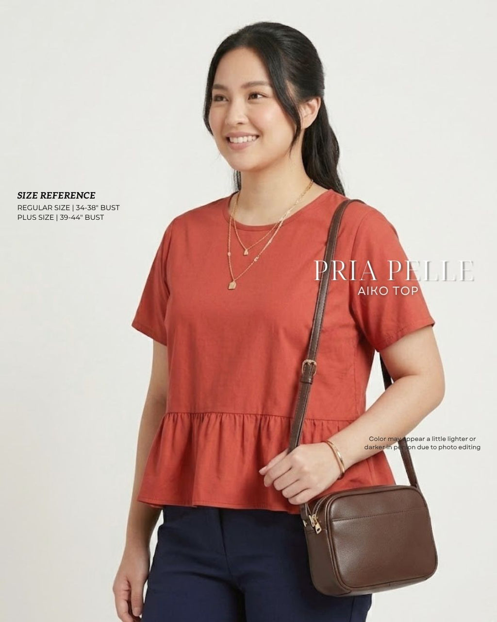 Pria Pelle Aiko Top - Cotton Blend Soft Brick | Non Stretch